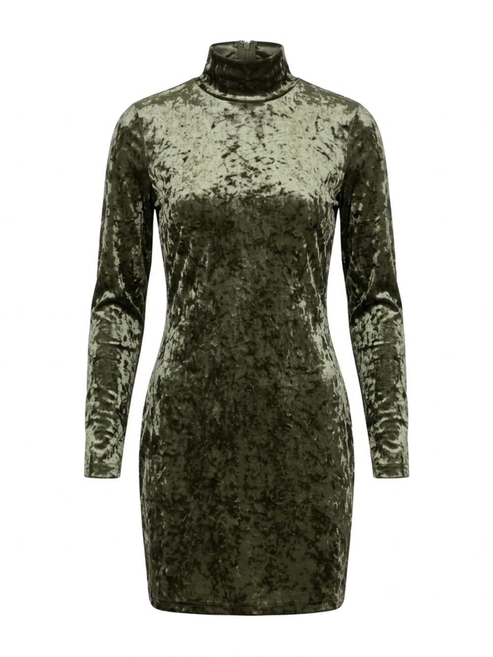 Bumpsuit The Monica Velvet Olive Green Crushed Mock Neck Maternity Mini Dress S